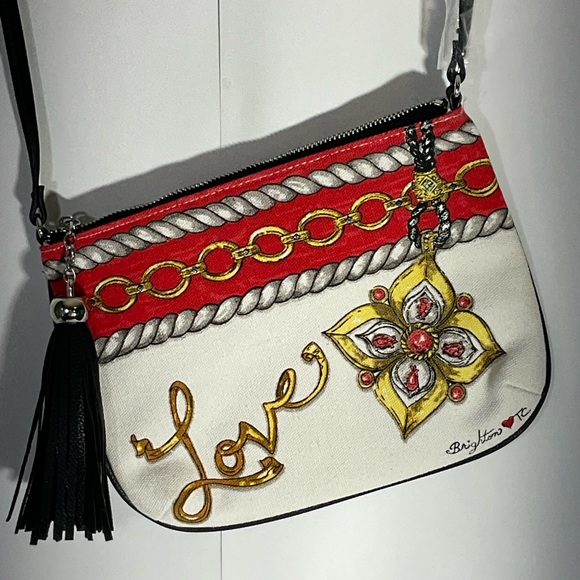 Brighton Love Glitter & Go Crossbody Bag Durable Cloth Material Zipper & Tassel - Picture 10 of 16